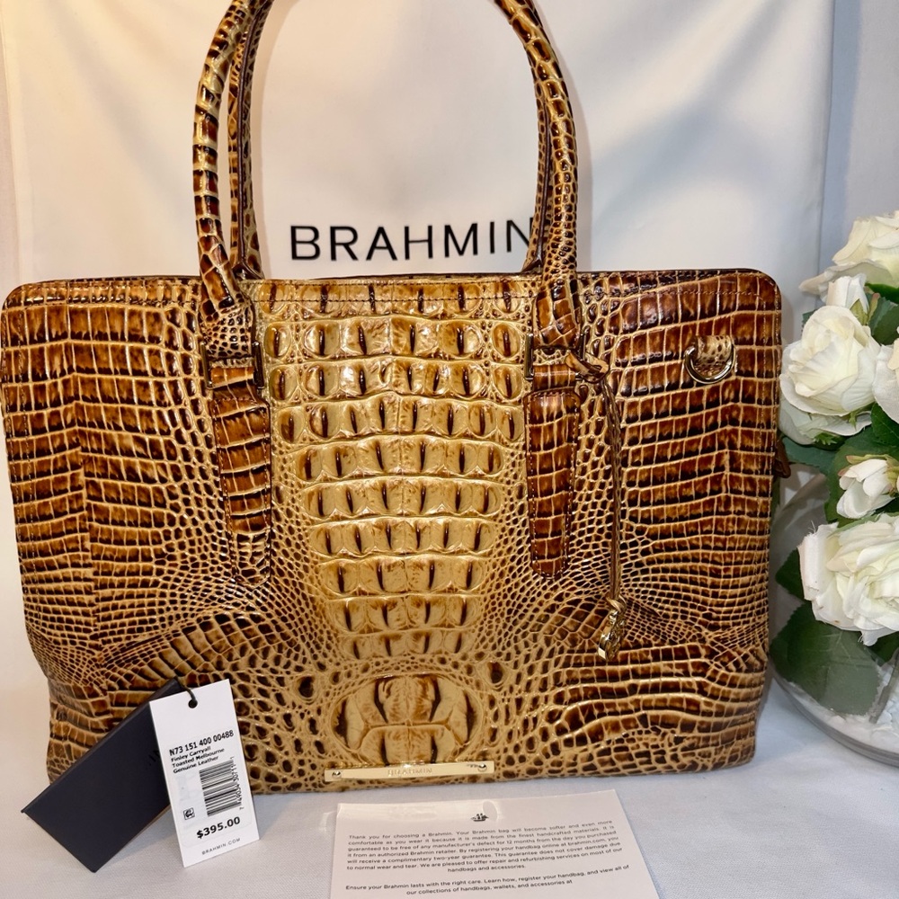 Brahmin Brown Crocodile Embossed Satchel